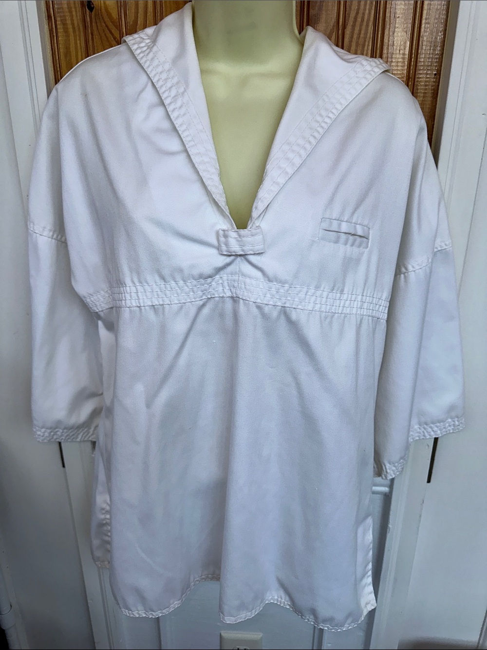 Vintage 60s/70s Patty Woodard White Sailor Collar Tunic Pullover Top/Jacket